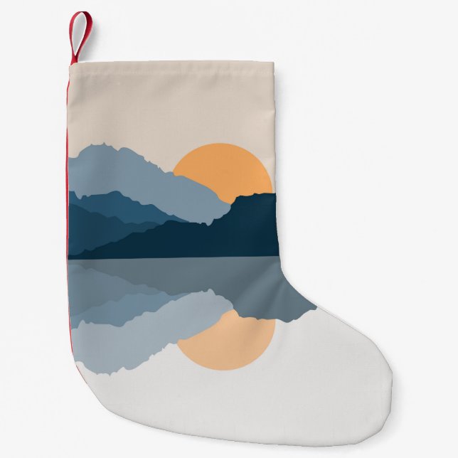 Blaue Berge reflektiert im See Kleiner Weihnachtsstrumpf (Vorderseite)