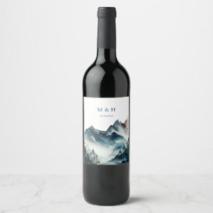 Blaue Berge Rustikale Hochzeit Weinetikett