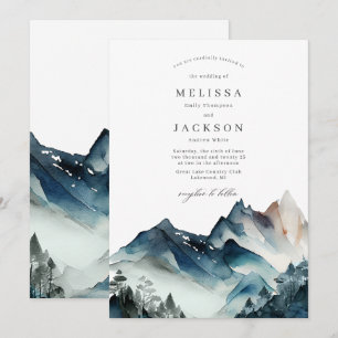 Blaue Berge Rustikale Hochzeitseinladung Einladung