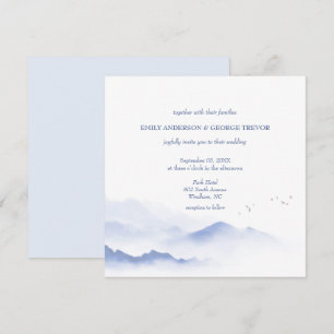 Blaue Berge und Vögel - Einladung zur Hochzeit