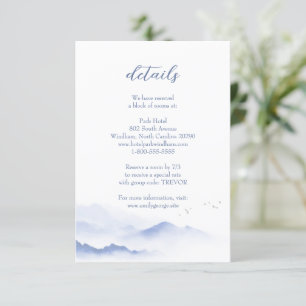 Blaue Berge und Vögel Hochzeitskarte Begleitkarte