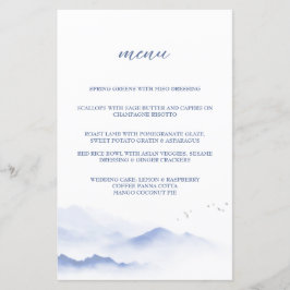 Blaue Berge und Vögel Hochzeitsmenü