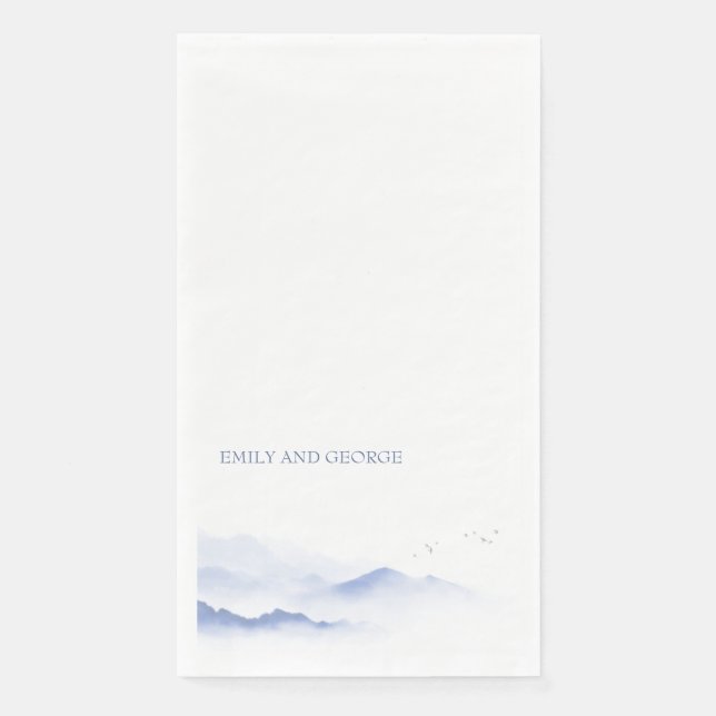 Blaue Berge und Vögel Serviette (Vorderseite)