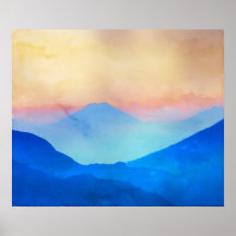 Blaue Berge Wasserfarbe