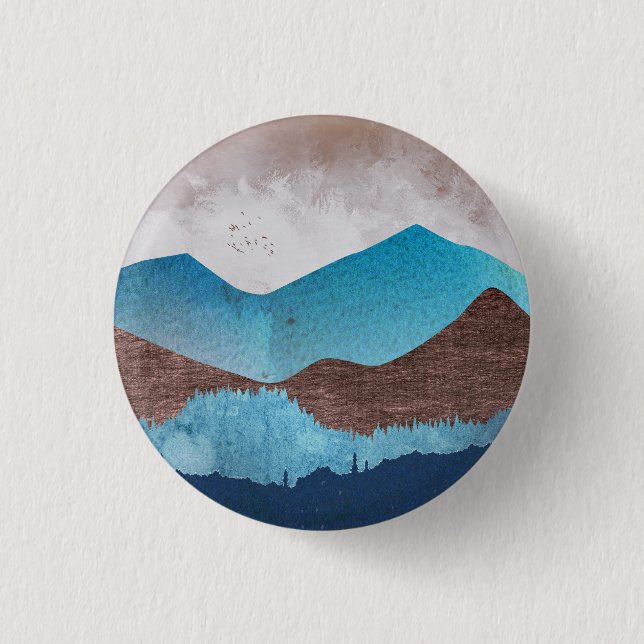 Blaue Bergspitzen Button (Vorderseite)