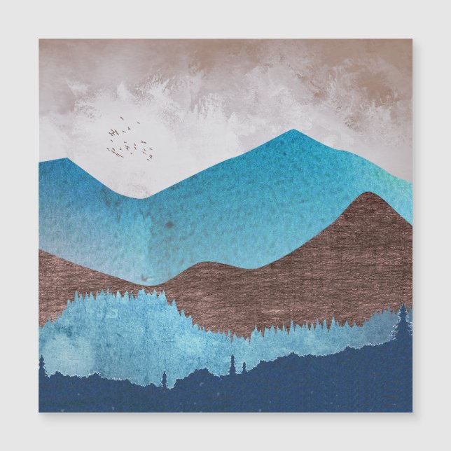 Blaue Bergspitzen Magnetkarte (Vorderseite)