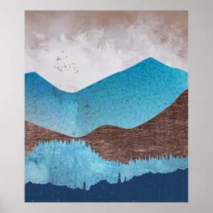 Blaue Bergspitzen Poster