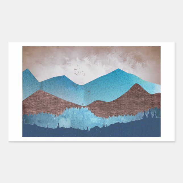Blaue Bergspitzen Rechteckiger Aufkleber (Vorderseite)