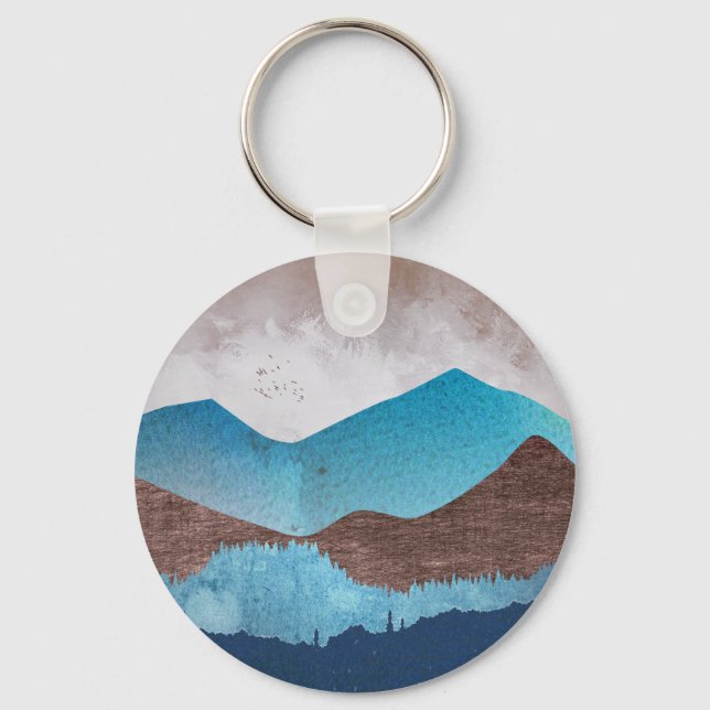 Blaue Bergspitzen Schlüsselanhänger (Vorderseite)