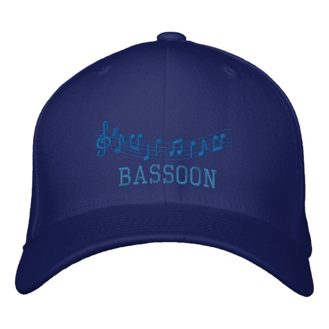 Blaue bestickte Bassoon Cap Bestickte Kappe (Vorderseite)