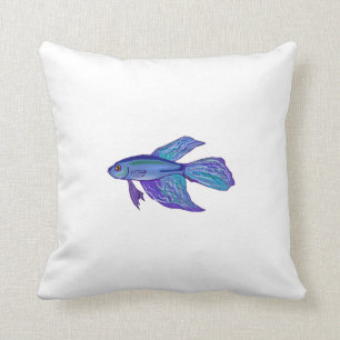 Blaue Betta Fische Kissen