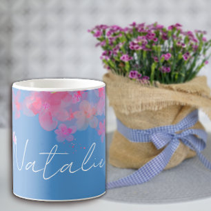 Blaue Bezeichnung der Wasserfarbe Kaffeetasse