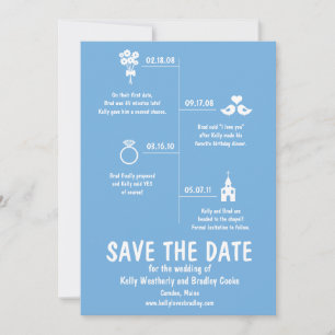 Blaue Beziehungs-Zeitachse Hochzeit Save-the-Date Save The Date