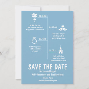 Blaue Beziehungszeitleiste Hochzeit Termin vormerk Save The Date
