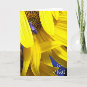 Blaue Biene auf gelber Sonnenblume - Wohlfühlkarte Karte