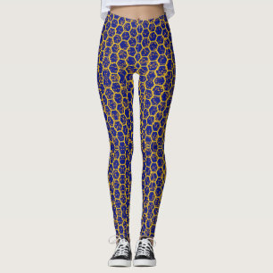 Blaue Bienenwaben-Leggings Leggings