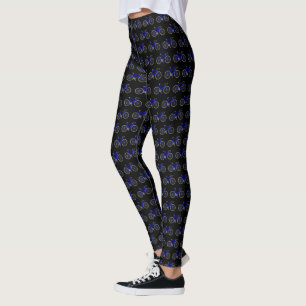 Blaue Bikes auf schwarz Leggings
