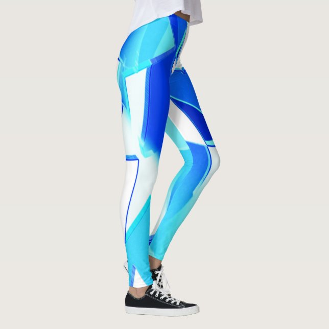 Blaue Bildausschnitte unregelmäßig verdreht Leggings (Rechts)