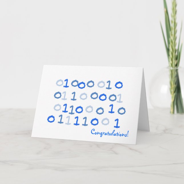 Blaue binäre neue Babykarte Karte (Vorderseite)