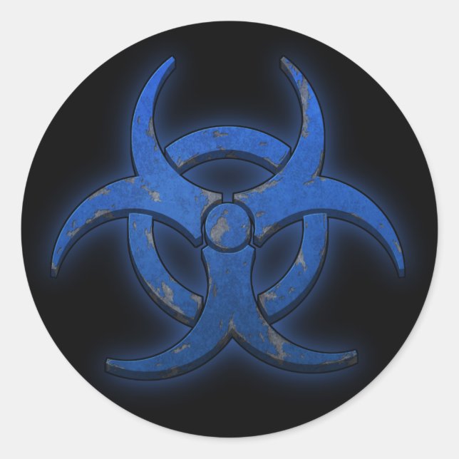 Blaue Biogefährdung Runder Aufkleber (Vorderseite)