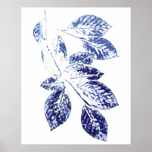 Blaue Birke-Blätter Pflanze drucken Poster