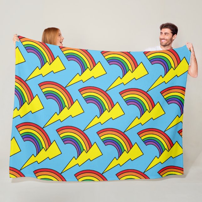 Blaue Blankette mit Rainbows und Blitzen Fleecedecke (Beispiel)