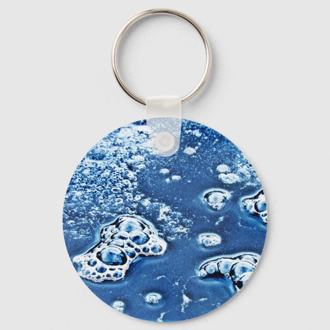 Blaue Bläschen Eiszeit und Wasser Abstrakter Schlü Schlüsselanhänger (Vorderseite)
