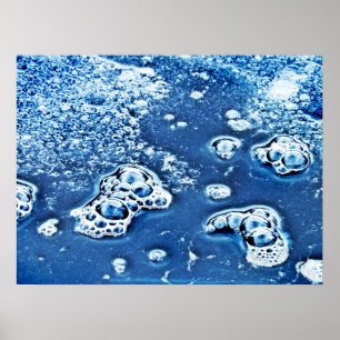 Blaue Bläschen Iss und Wasser Abstraktes Poster
