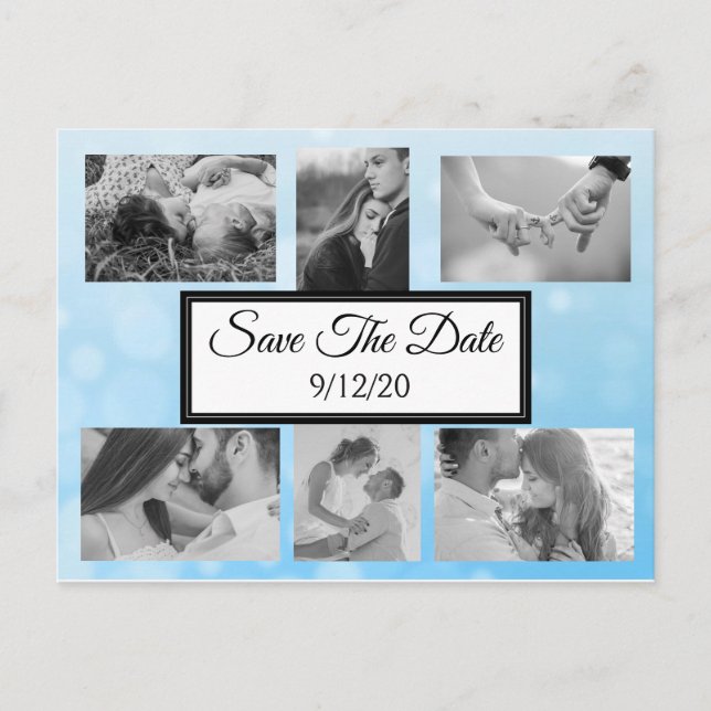 Blaue Blasen Foto Save the Date Postkarte (Vorderseite)