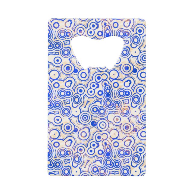 Blaue Blasen mit rosa Abstrakt Kreditkarten Flaschenöffner (Vorderseite)