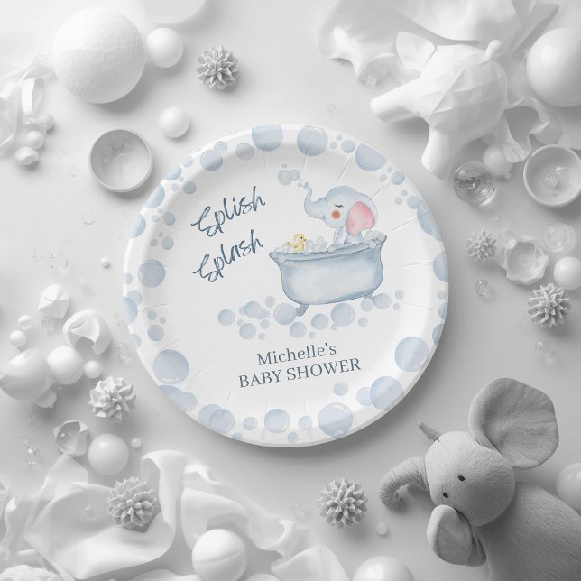 Blaue Blasenbad-Tier-Baby-Party Pappteller (Von Creator hochgeladen)