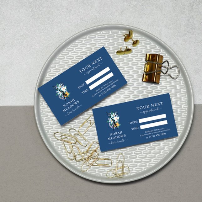 Blaue Bläserschere Haare Stylist Ernennung Terminkarte (Von Creator hochgeladen)