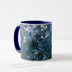 Blaue Blätter Abstrakte Natur Kunst Tasse Becher