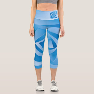 Blaue Blätter Capri Leggings