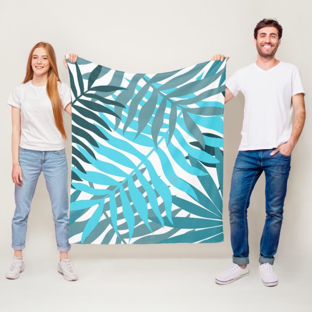 Blaue Blätter Fleecedecke (Beispiel)