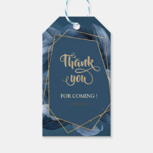 Blaue Blätter Goldrahmen Hochzeit Danke Geschenkanhänger