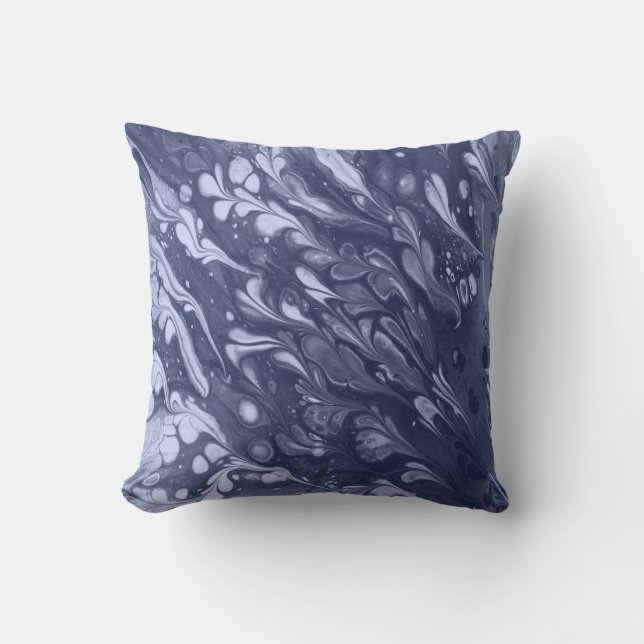 Blaue Blätter Kissen (Vorderseite)