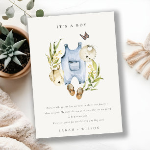 Blaue Blätter Kleidung Baby Junge Ankündigung