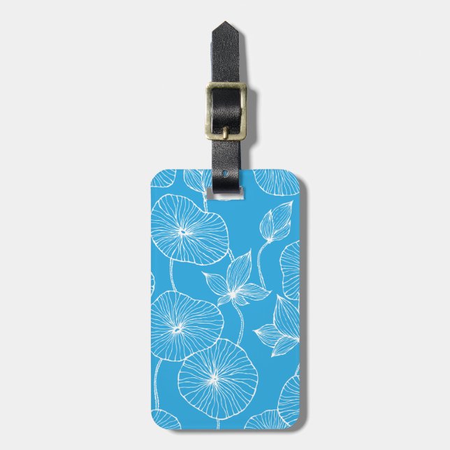 Blaue Blätter Lotus Blume Blossom Gepäckanhänger (Vorderseite vertikal)