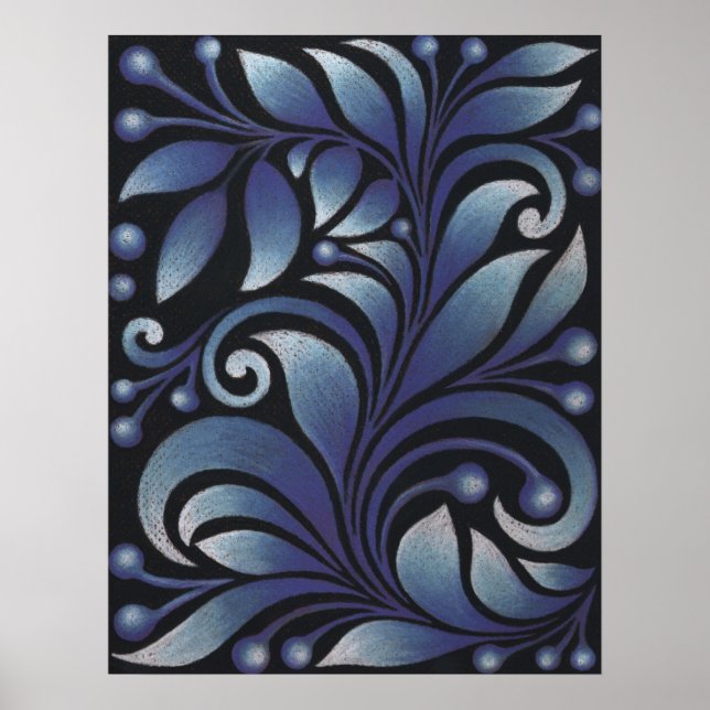 blaue Blätter Poster (Vorne)