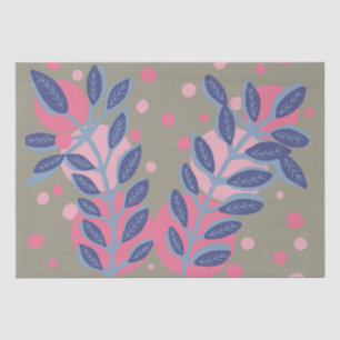 Blaue Blätter rosa Punkte Seidenpapier