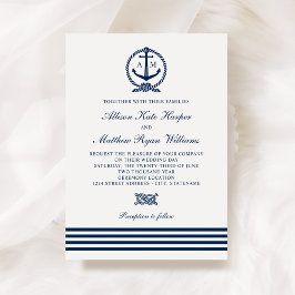 Blaue blaue Ankerstreifen Hochzeiten der Nautic Na Einladung