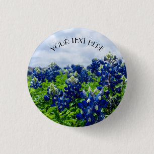 Blaue Blaue Blumen Texas Texanisch Floral Button