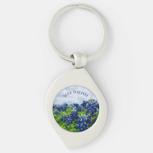 Blaue Blaue Blumen Texas Texanisch Floral Schlüsselanhänger