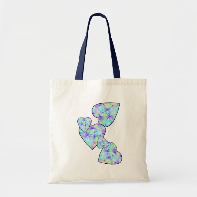 Blaue, blaue Herzen Tasche (Vorne)