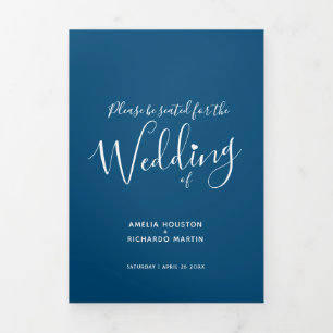 Blaue Blaue Hochzeit Dreifach-gefaltete Programmkarte
