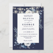 Blaue blaue, rustikale, blumenreiche Hochzeit