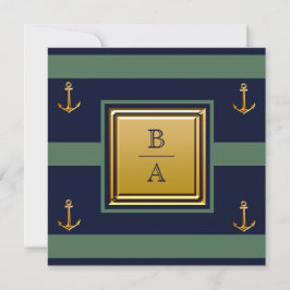 Blaue blaue Streifen Hochzeit der Nautic Navy Einladung