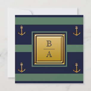 Blaue blaue Streifen Hochzeit der Nautic Navy Einladung