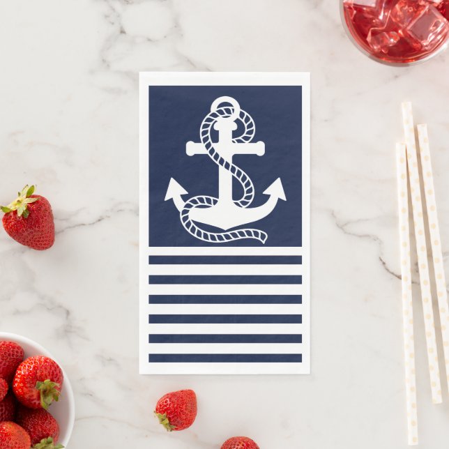 Blaue blaue Streifen und weißer Anker der Navy Serviette (Beispiel)
